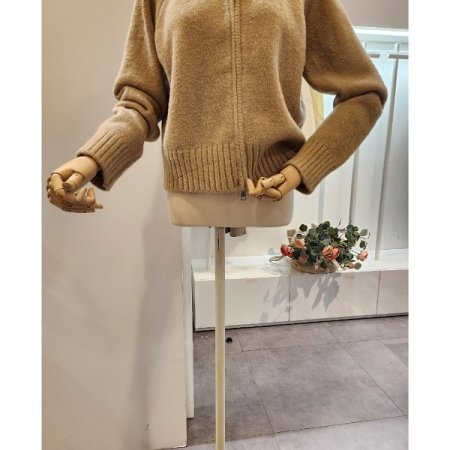 하이넥 밑단골지 가디건