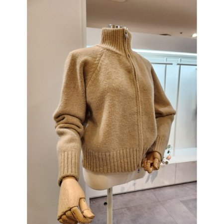 하이넥 밑단골지 가디건