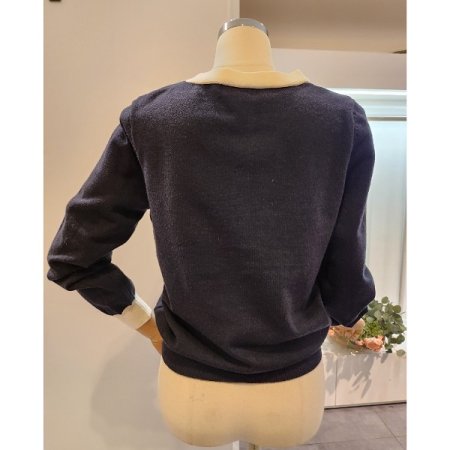 배색 리본 니트