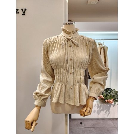 프릴넥 스모크셔링 블라우스