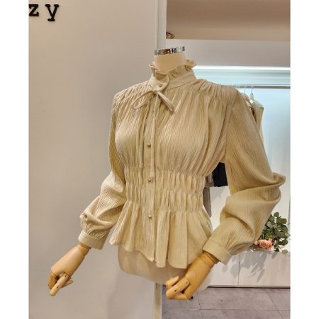 프릴넥 스모크셔링 블라우스