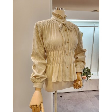 프릴넥 스모크셔링 블라우스