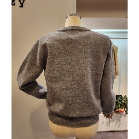 리본자수 라운드넥 가디건