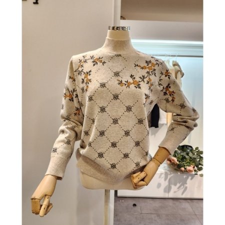 플라워 자수 반목 니트