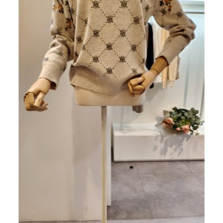 플라워 자수 반목 니트