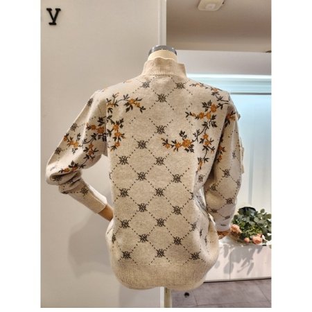 플라워 자수 반목 니트