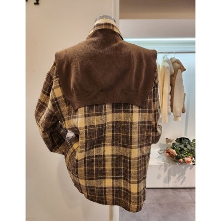 니트 숄 체크 셔츠