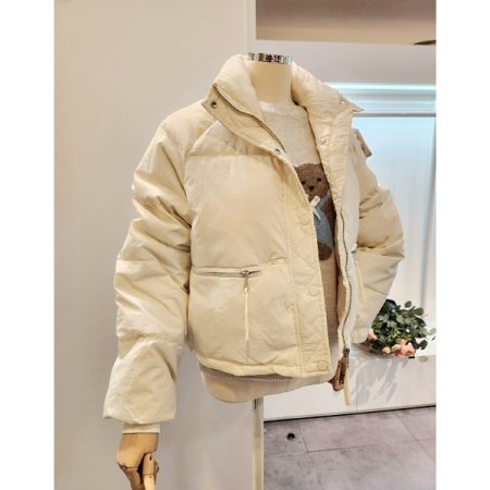 심플 포켓 덕다운 집업 점퍼