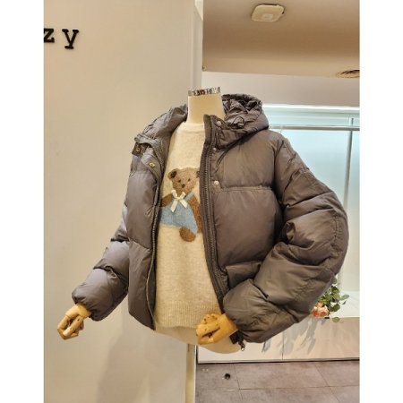 후드넥 덕 다운 패딩 점퍼