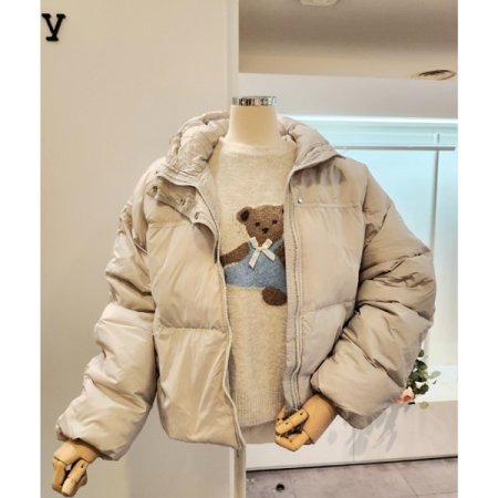 후드넥 덕 다운 패딩 점퍼