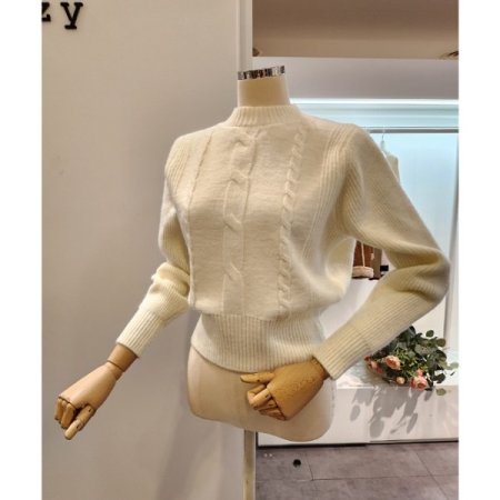 펄 꽈배기 골지 니트