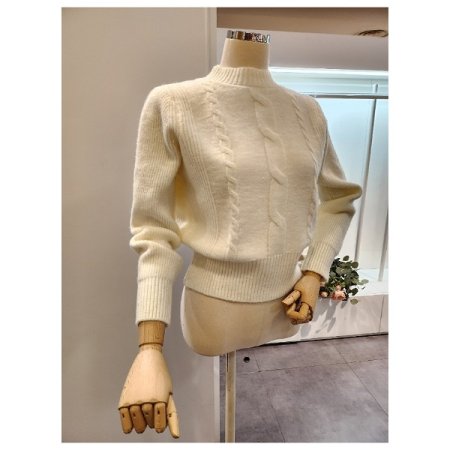 펄 꽈배기 골지 니트