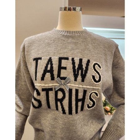 리본 레터링 니트