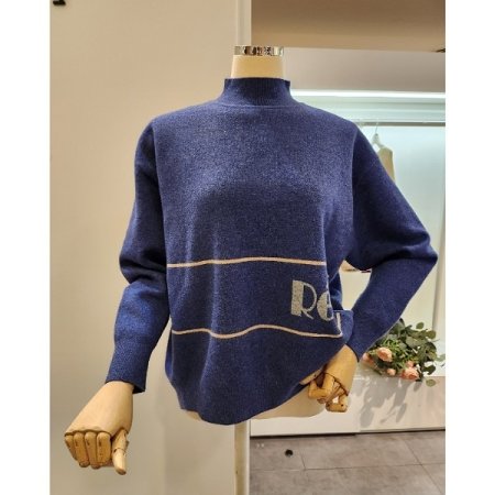 심플 레터링 반목 니트