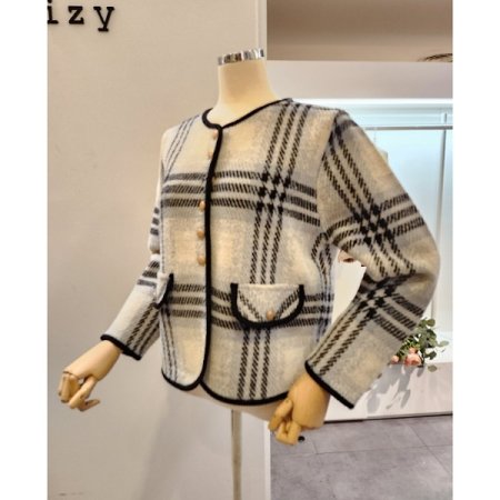 노카라 체크 가디건