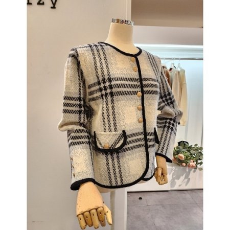 노카라 체크 가디건