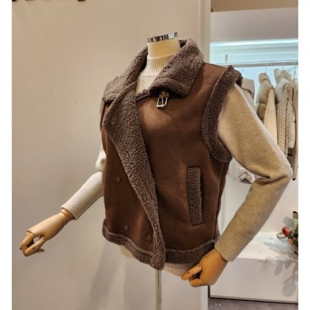 양털 무스탕 조끼