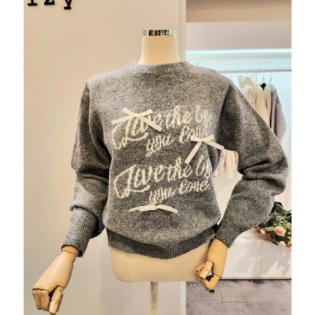 큐티 리본 레터링 니트