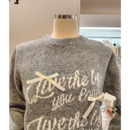 큐티 리본 레터링 니트