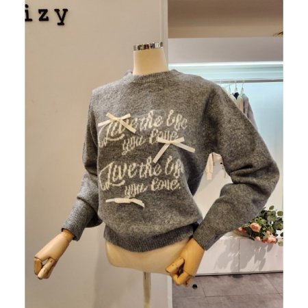 큐티 리본 레터링 니트