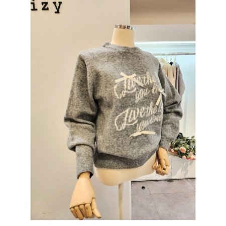 큐티 리본 레터링 니트