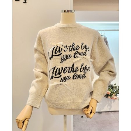 큐티 리본 레터링 니트