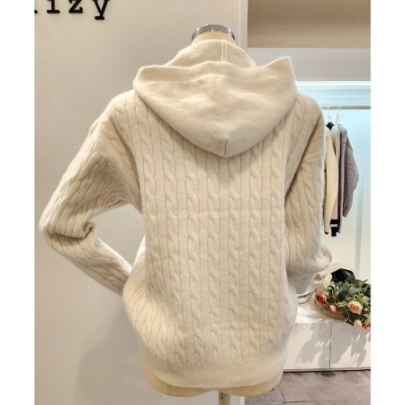 후드넥 케이블 니트