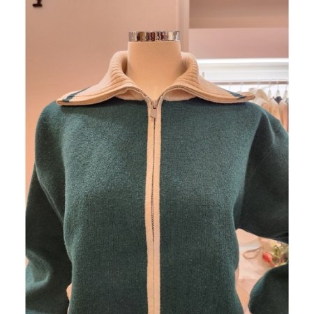 백 레터링 집업 니트 가디건