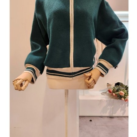 백 레터링 집업 니트 가디건