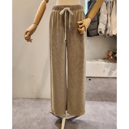 골지 밴딩 통 팬츠