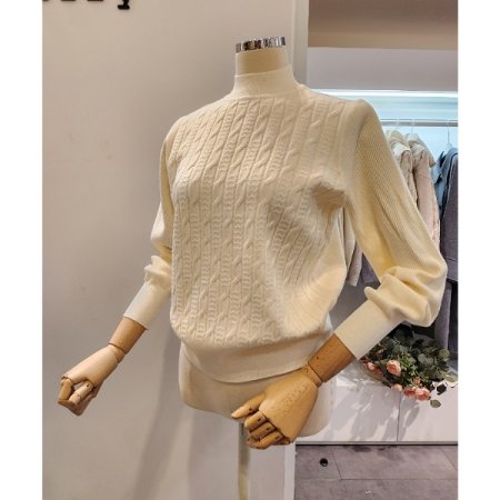 하이넥 심플 짜임 니트