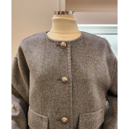 스티치 양포켓 노카라 코트