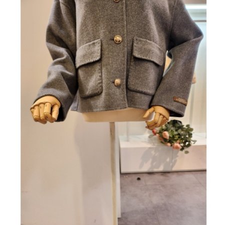 스티치 양포켓 노카라 코트