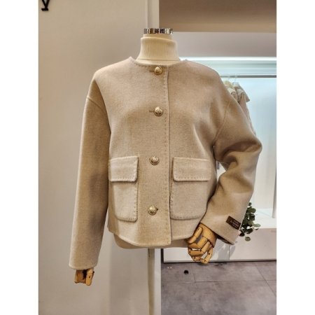 스티치 양포켓 노카라 코트