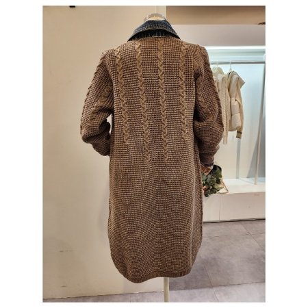 데님 배색 니트 자켓