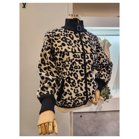 하이넥 레오파드 점퍼
