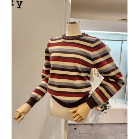 슬림핏 줄무늬 니트