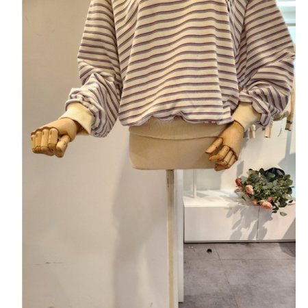 레터링 루즈핏 줄무늬 맨투맨티셔츠