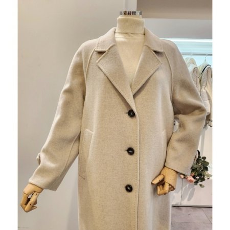 스티치 뒷트임 울 롱 코트