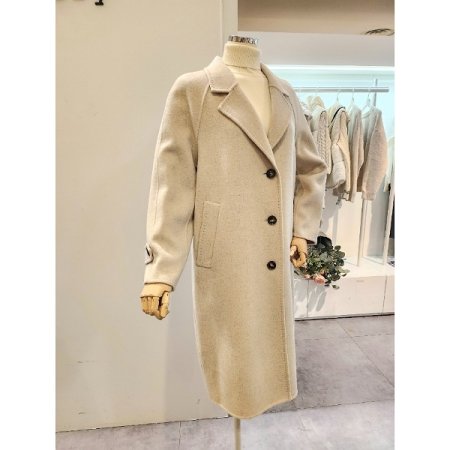 스티치 뒷트임 울 롱 코트