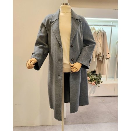 스티치 뒷트임 울 롱 코트