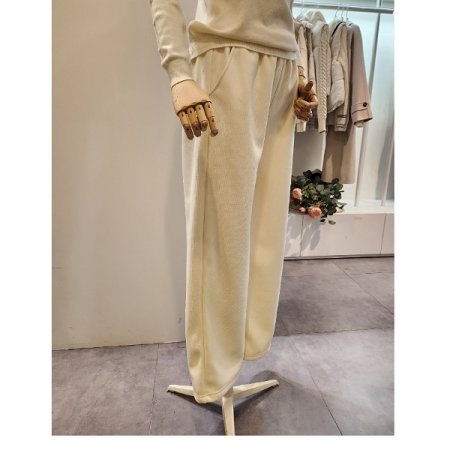 골지 전체밴딩 와이드 팬츠