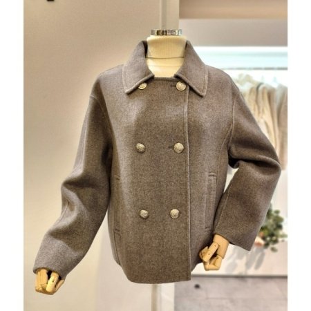 뒷 비죠장식 더블 코트