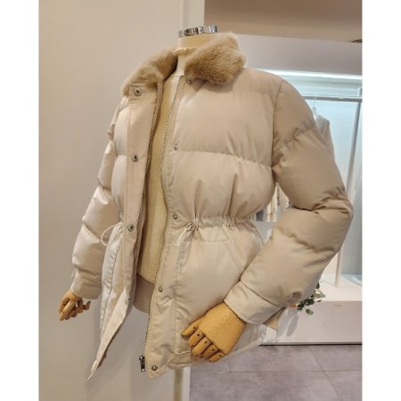 페이크퍼 카라 스트링 패딩 점퍼