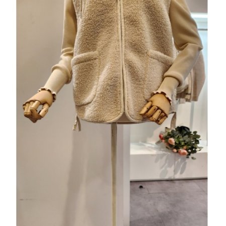 니트후드 뽀글이 집업 조끼