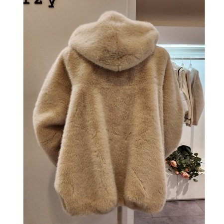 후드 페이크퍼 집업 점퍼