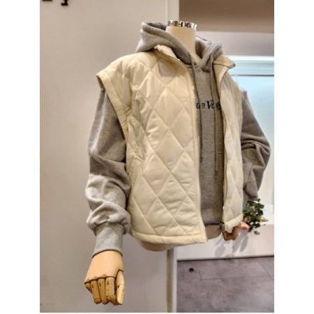 다이아 집업 패딩 조끼