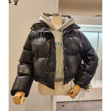 세미 크롭 스트링 패딩점퍼