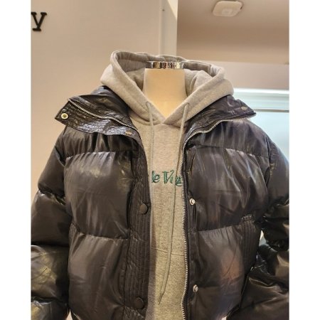 세미 크롭 스트링 패딩점퍼