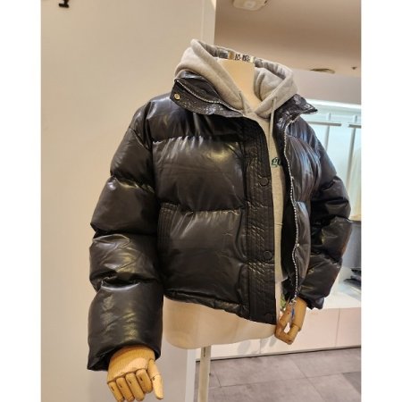 세미 크롭 스트링 패딩점퍼